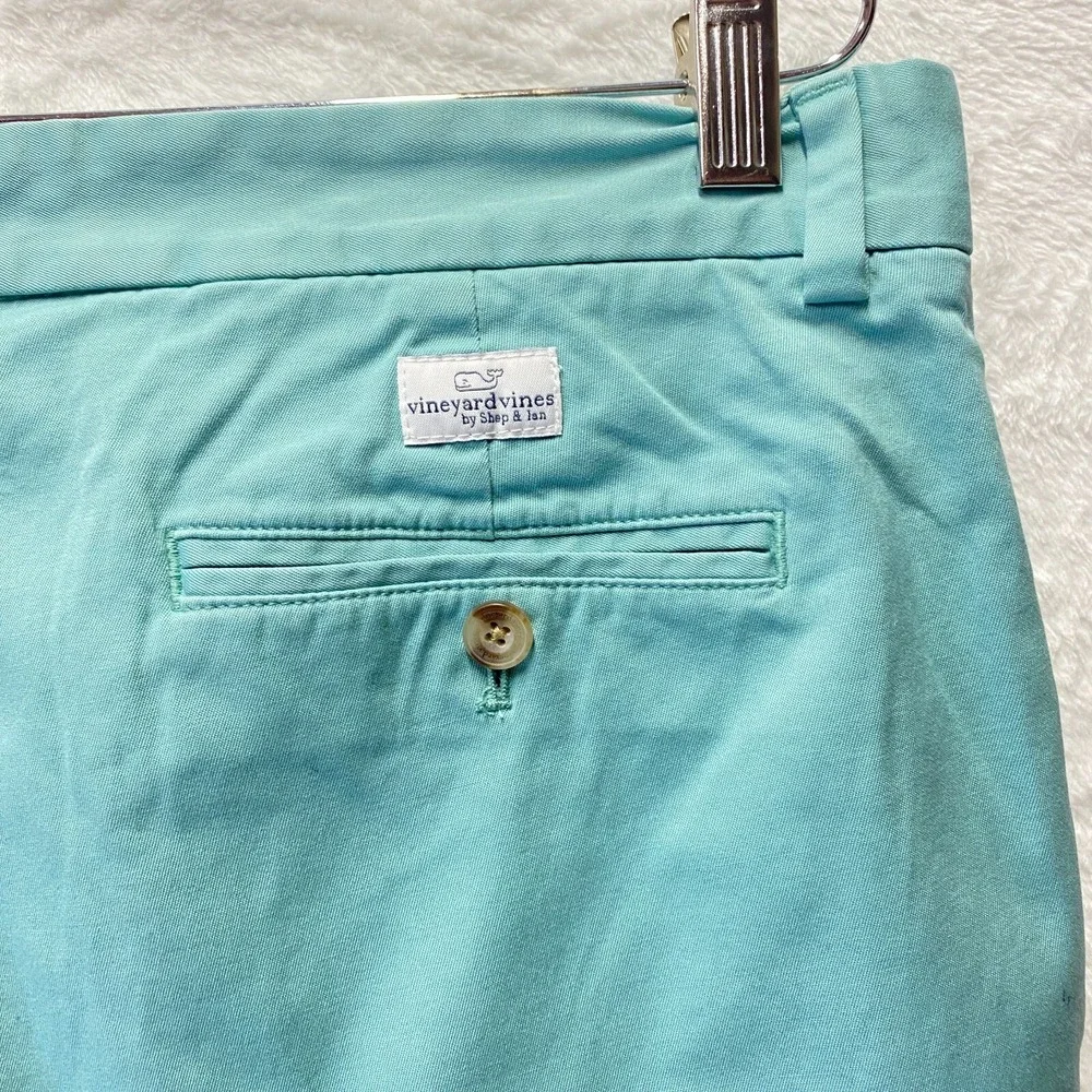 Vineyard Vines Breaker Shorts Mens 35 Mint Green Cotton Stretch Mid Rise Chino